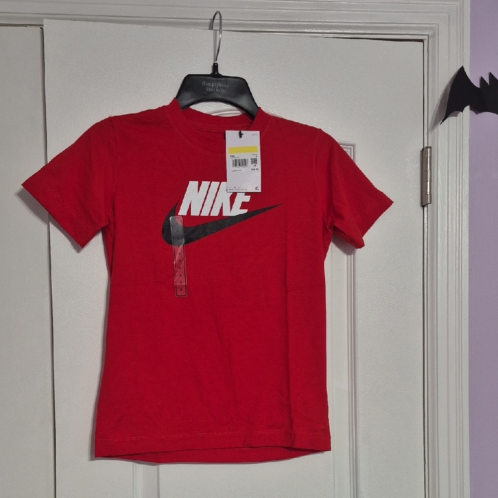 NIKE Red Short Sleeve Tee with Black & White Logo